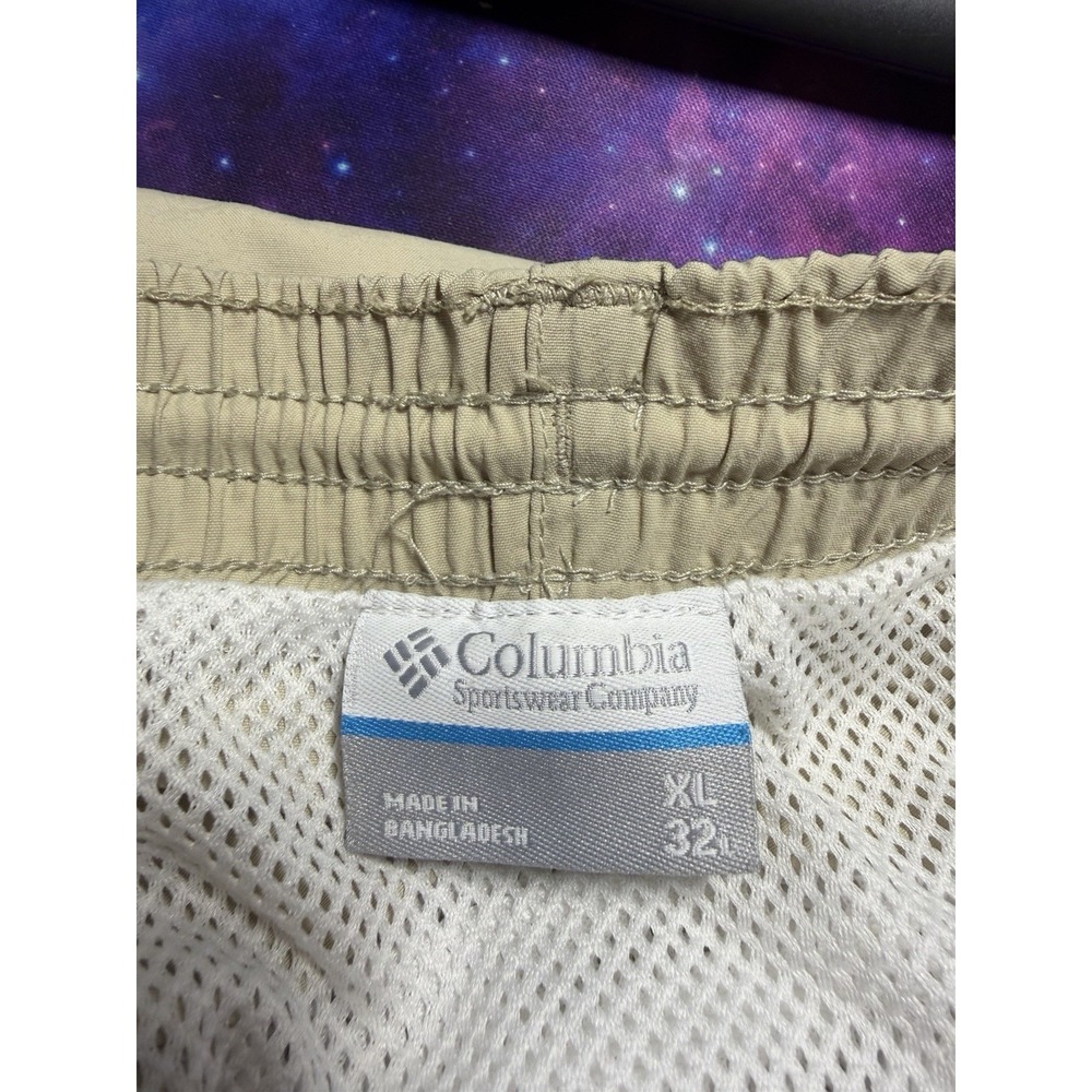 MENS SIZE 32 100% NYLON TAN BERMUDA SWIM SHORTS WITH LINER - Picture 5 of 8